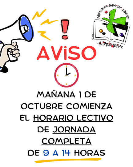 CAMBIO DE HORARIO A PARTIR DE OCTUBRE