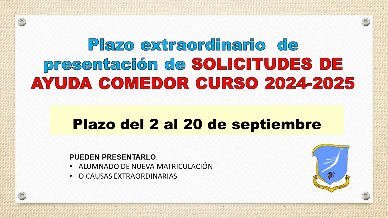 PLAZO BECAS COMEDOR SEPTIEMBRE 2024