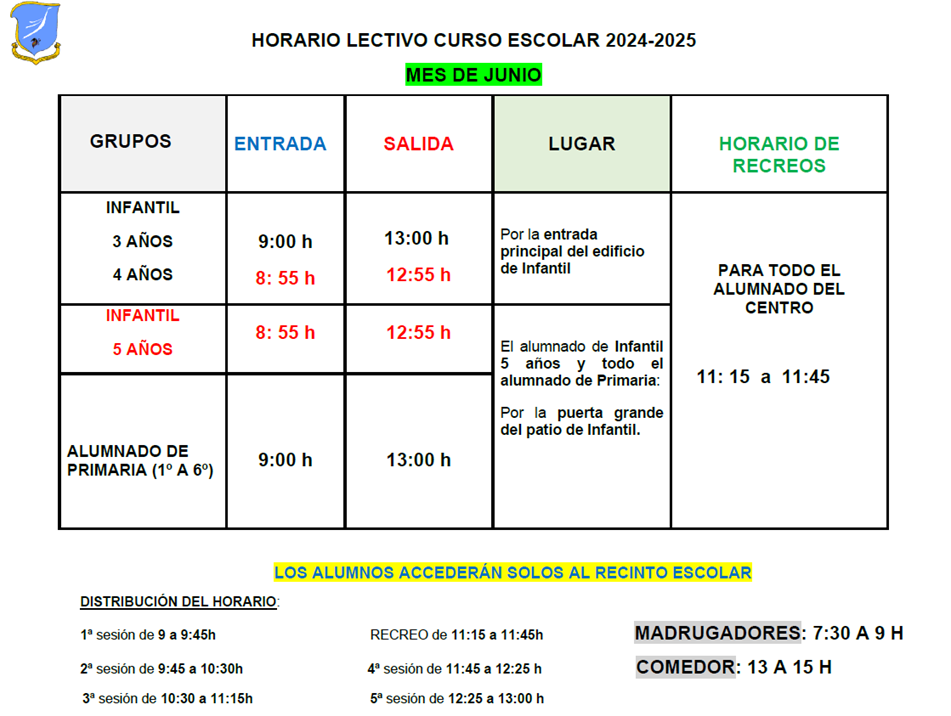 HORARIO JUNIO 24-25