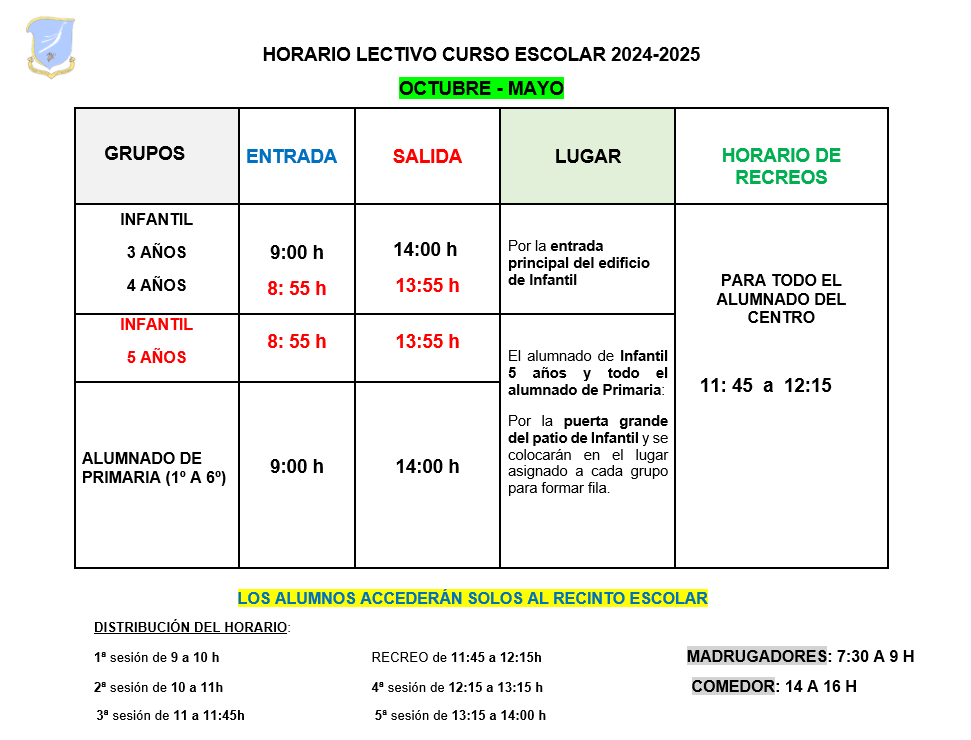 horario de octubre a mayo 24-25