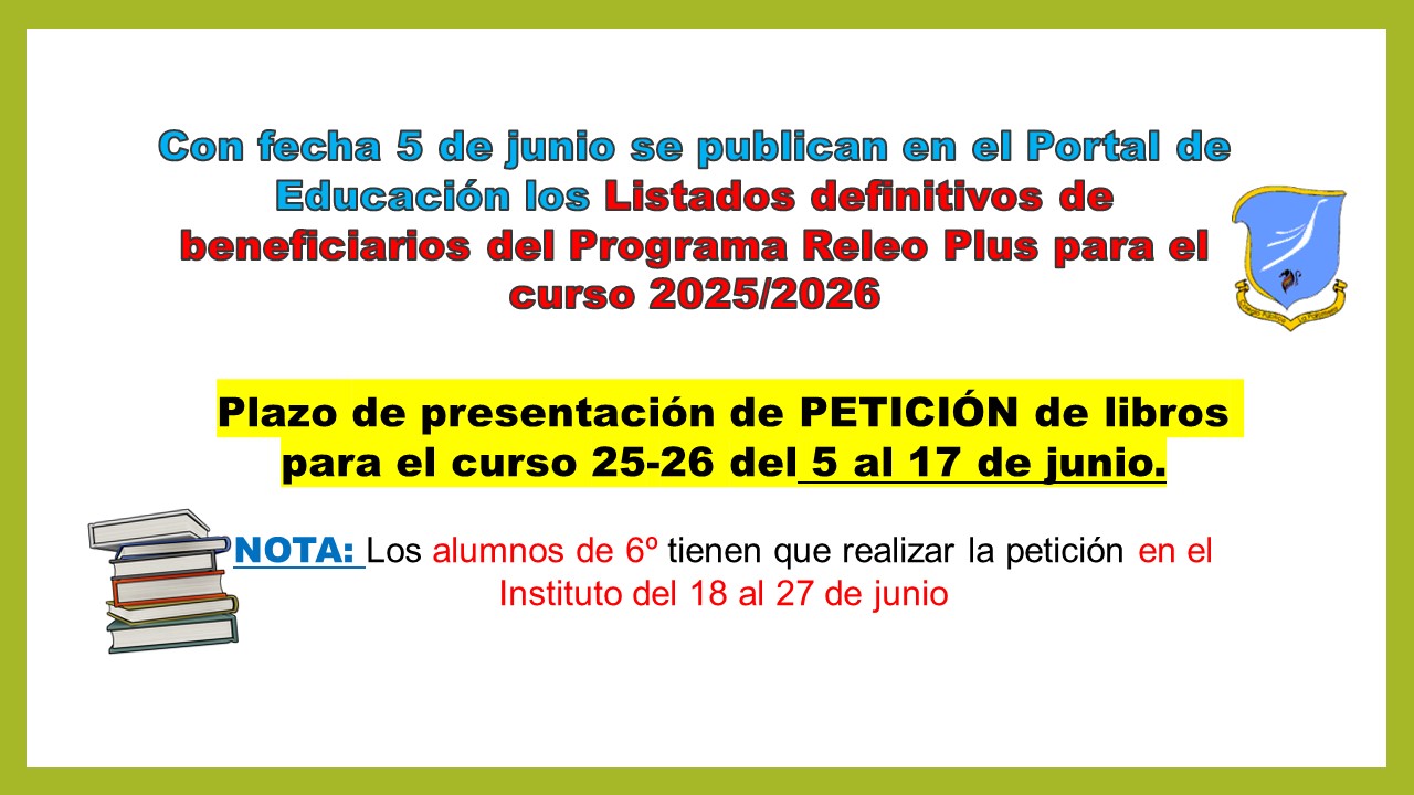 PLAZO SOLICITAR LIBROS RELEO 25-26